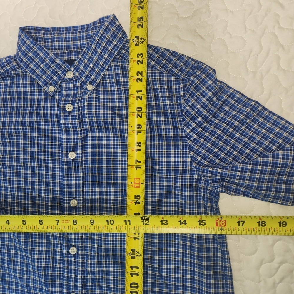 NEW Ralph Lauren BOYS Plaid Stretch Cotton Button Up Down Shirt Blue M 10 12 L/S - Picture 4 of 8